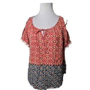 Chip & Pepper California Gauzy Print Cold-Shoulder Top Small S